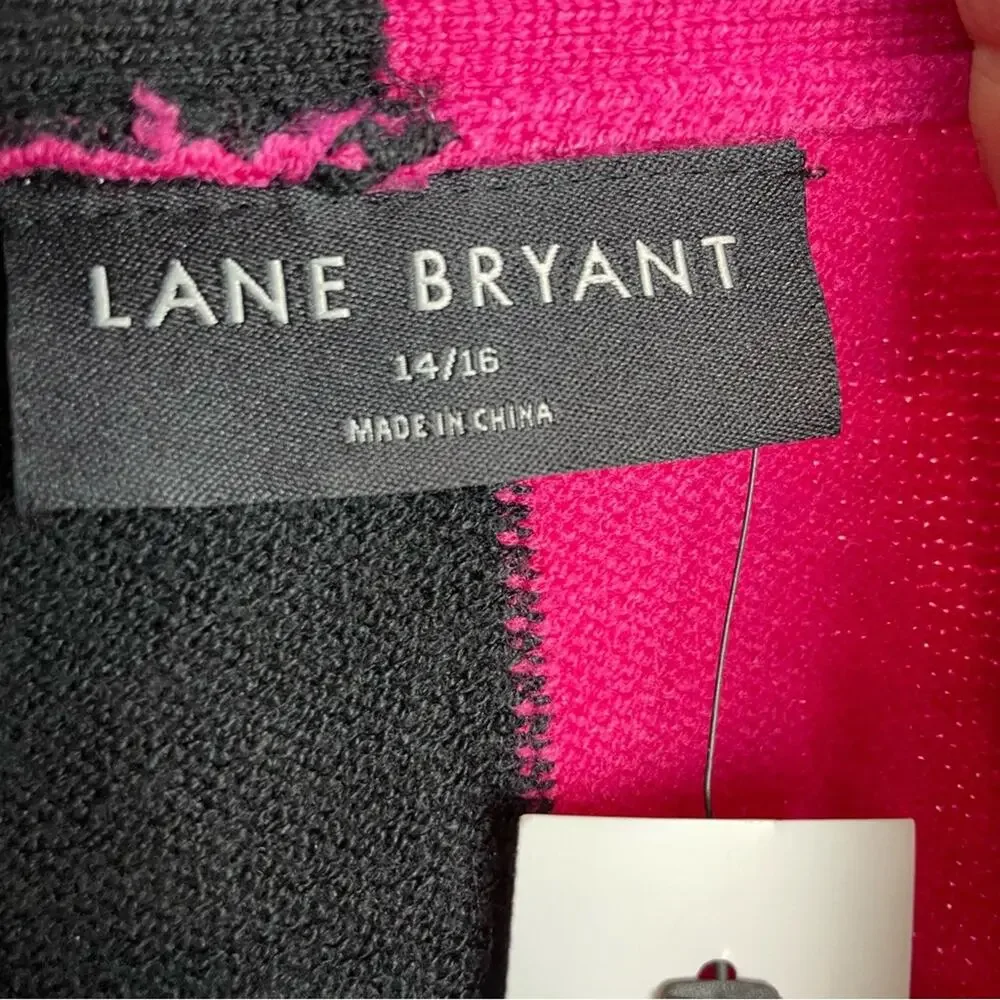 Lane Bryant Pink Black Color Block Cardigan Sweater NWT 14/16 - Picture 6 of 10